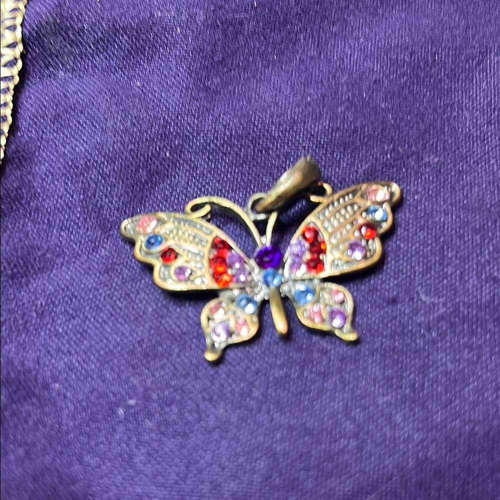 Gold and Red Butterfly Necklace Jewelry